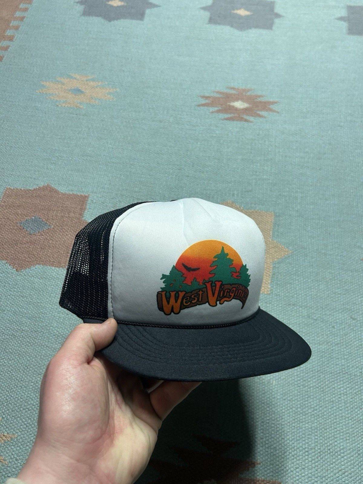 Vintage Vtg trucker hat mesh West Virginia sunset nature trees bird Size ONE SIZE - 1 Thumbnail