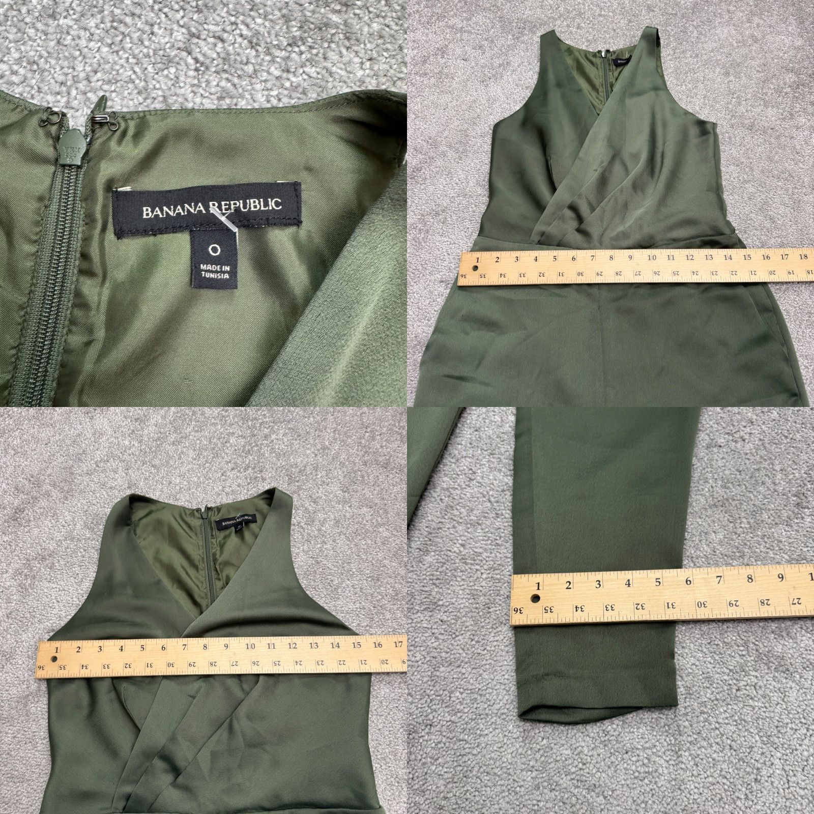 Banana Republic Banana Republic Jumpsuit Womens 0 Olive Green Satin Pleated Sleeveless V-Neck Size 25" / US 0 / IT 36 - 8 Thumbnail