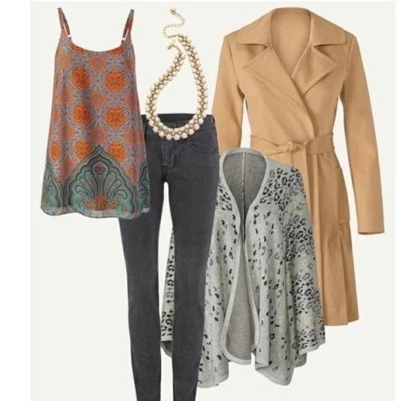 Other CAbi 3082 S Top Sleeveless Tank Orange Gray ARABESQUE Mosaic Size S / US 4 / IT 40 - 6 Thumbnail