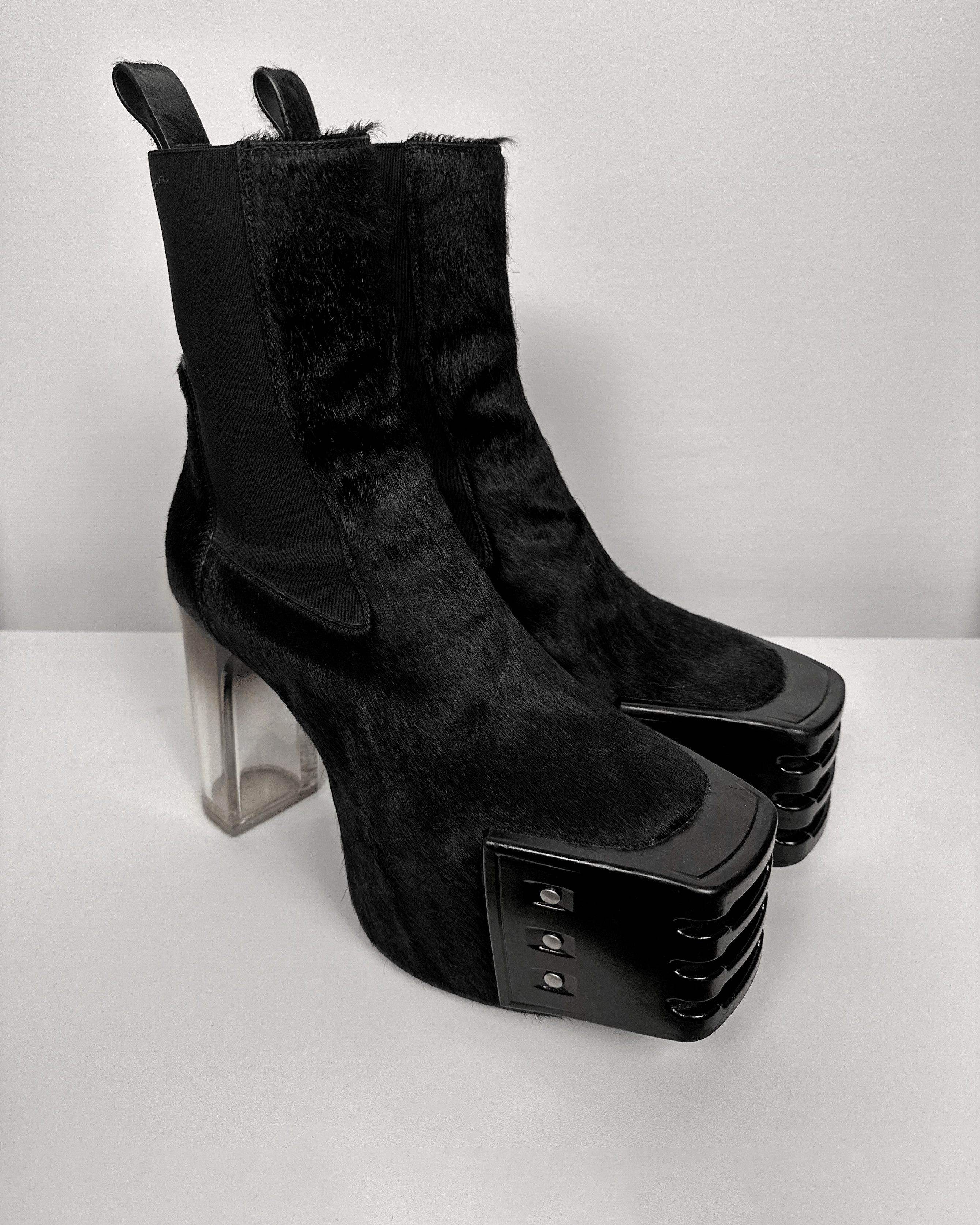 靴 rick owens Pony hair kiss boot Rick Owens Grill cowboy Kiss boots white pony hair EU41