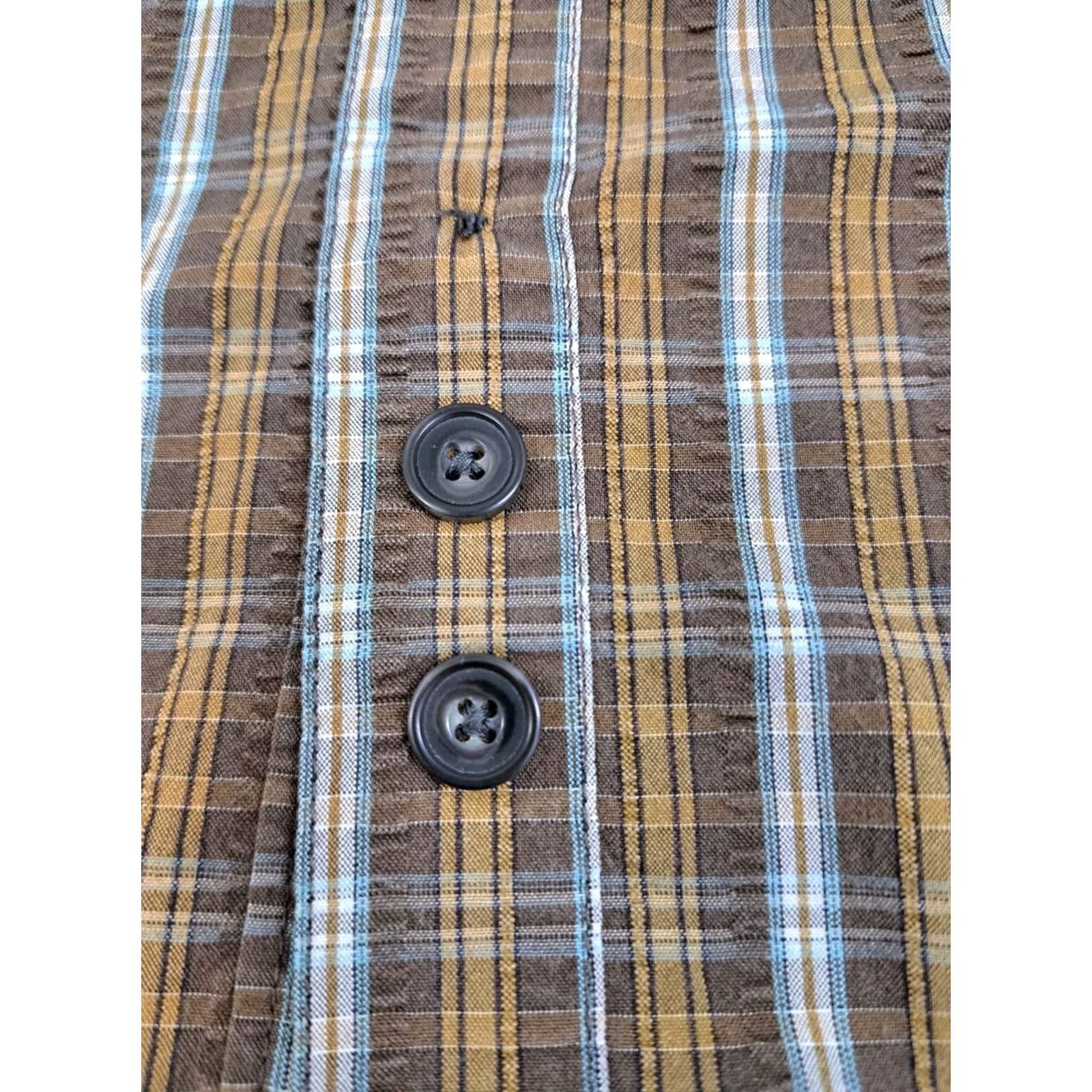 Vintage Columbia Mens Button-Up Shirt Short Sleeve Brown Plaid Front Zip Pocket Regular Knit 2XL Size US XXL / EU 58 / 5 - 6 Thumbnail