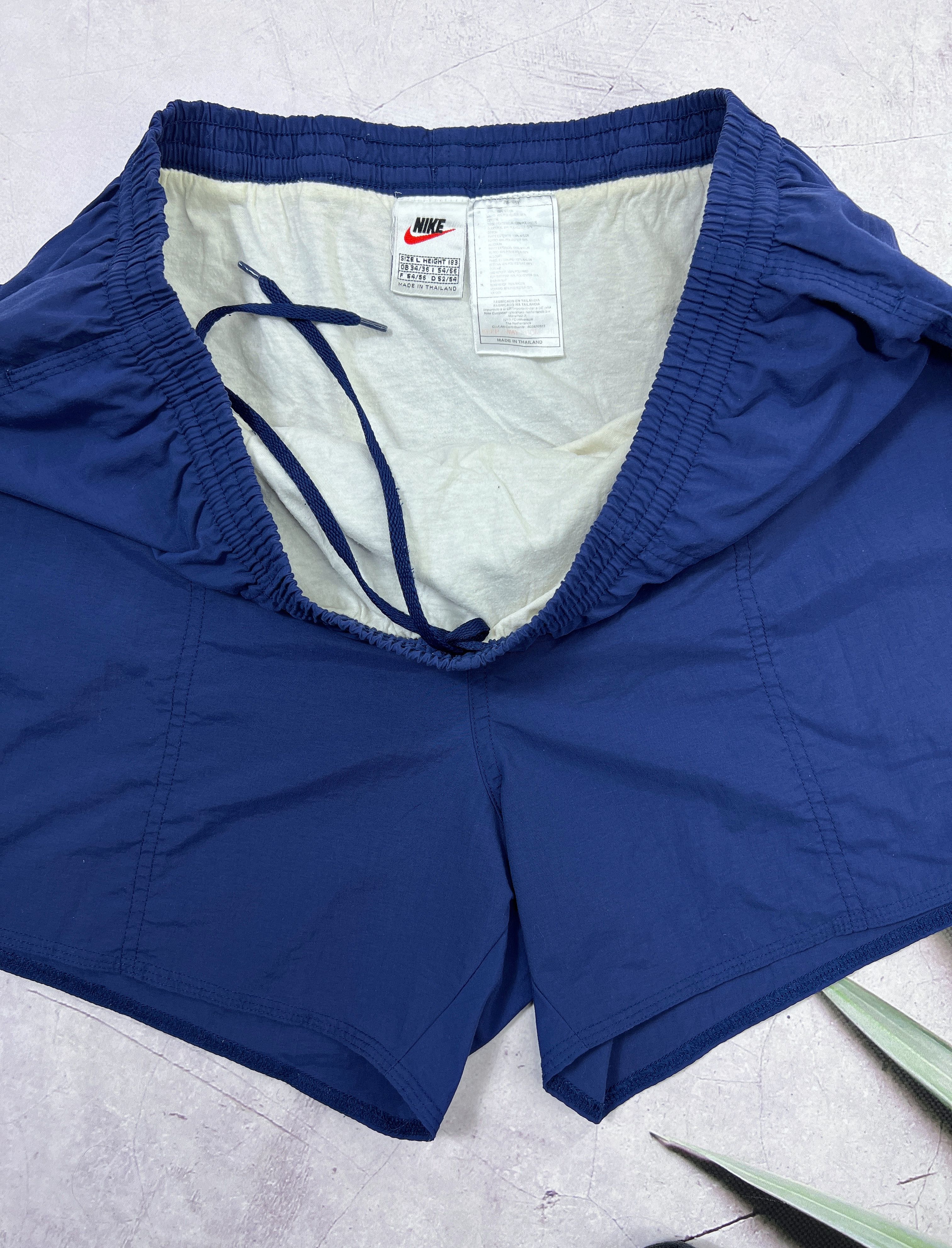 Nike × Vintage Vintage Nike Shorts Swoosh Logo Dark Blue Size US 36 / EU 52 - 3 Thumbnail