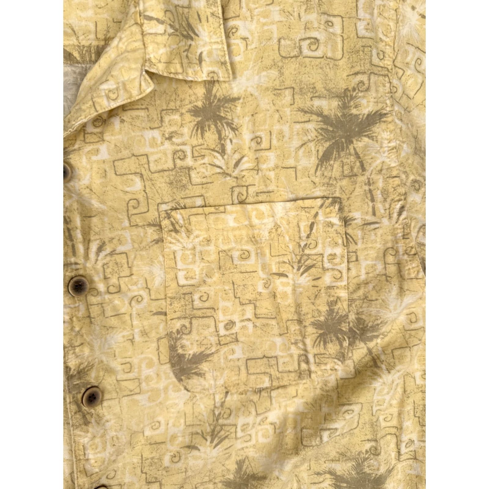 Ocean Pacific VINTAGE Ocean Pacific Shirt Men Large Yellow Hawaiian Tribal Geometric Cotton Blend READ Size US L / EU 52-54 / 3 - 6 Thumbnail