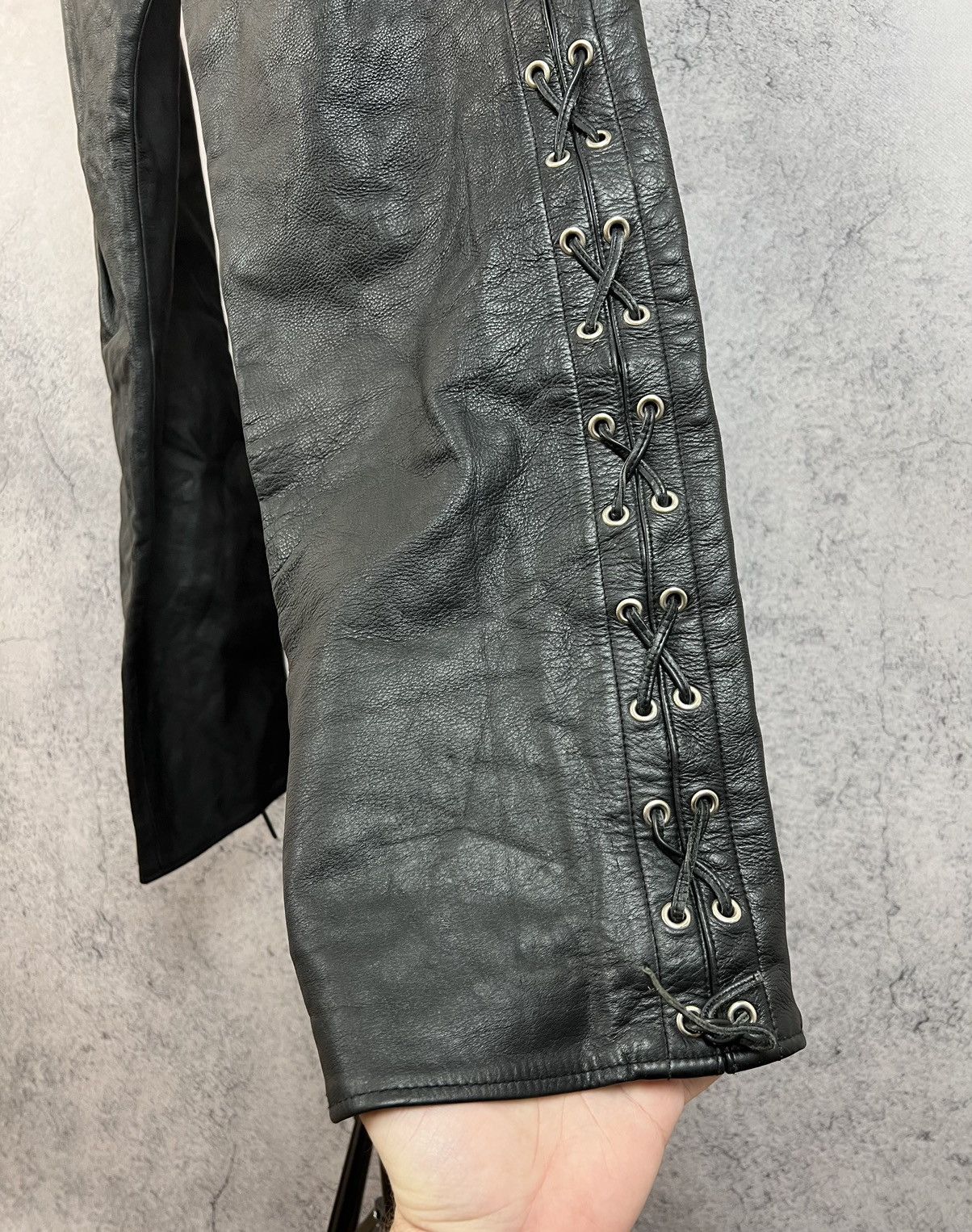 Vintage Real Leather Bikers Pants Motorcycle Y2K