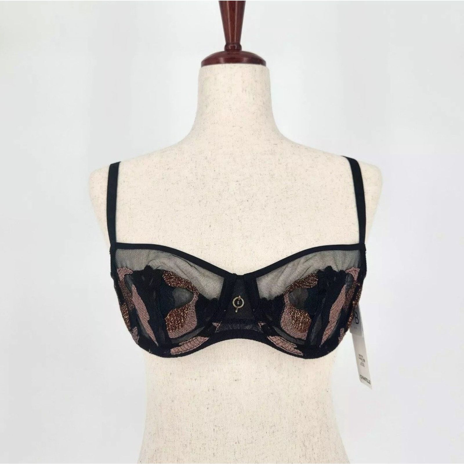 The Unbranded Brand Chantelle Women Black/Bronze Underwire Demi Bra Size 32B Size ONE SIZE - 4 Thumbnail