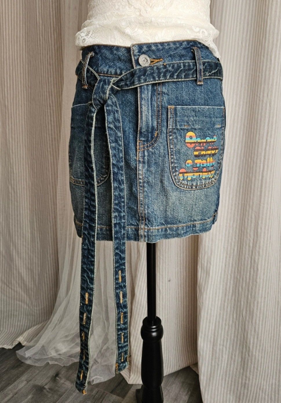 Vintage 1990sVintage Suspender Skirt By Banana Chippy A Jolly Monkey Size 30" / US 8 / IT 44 - 15 Thumbnail