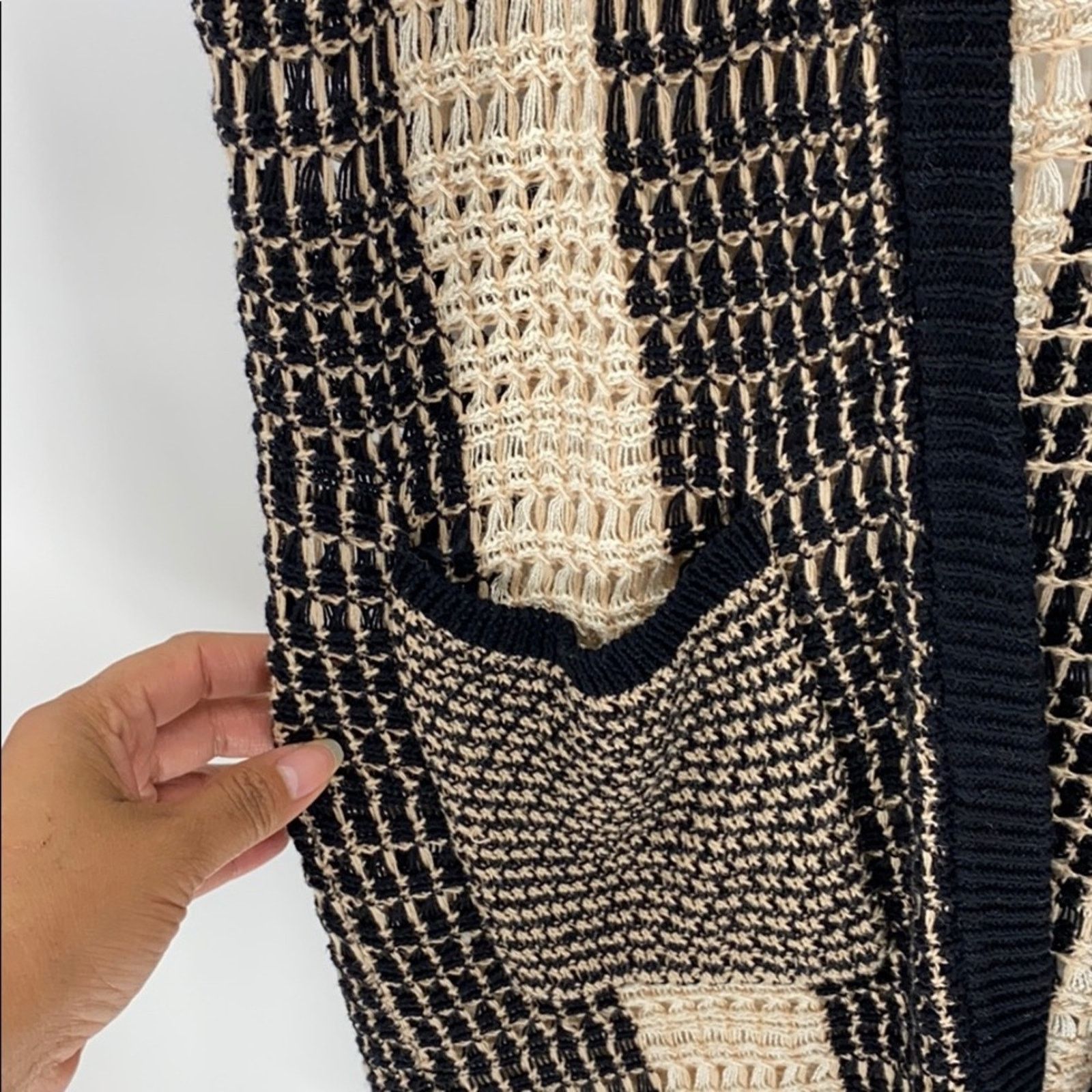 Lucky Brand Lucky Brand Glendora Grid Stitch long cardigan open knit S Size S / US 4 / IT 40 - 6 Thumbnail