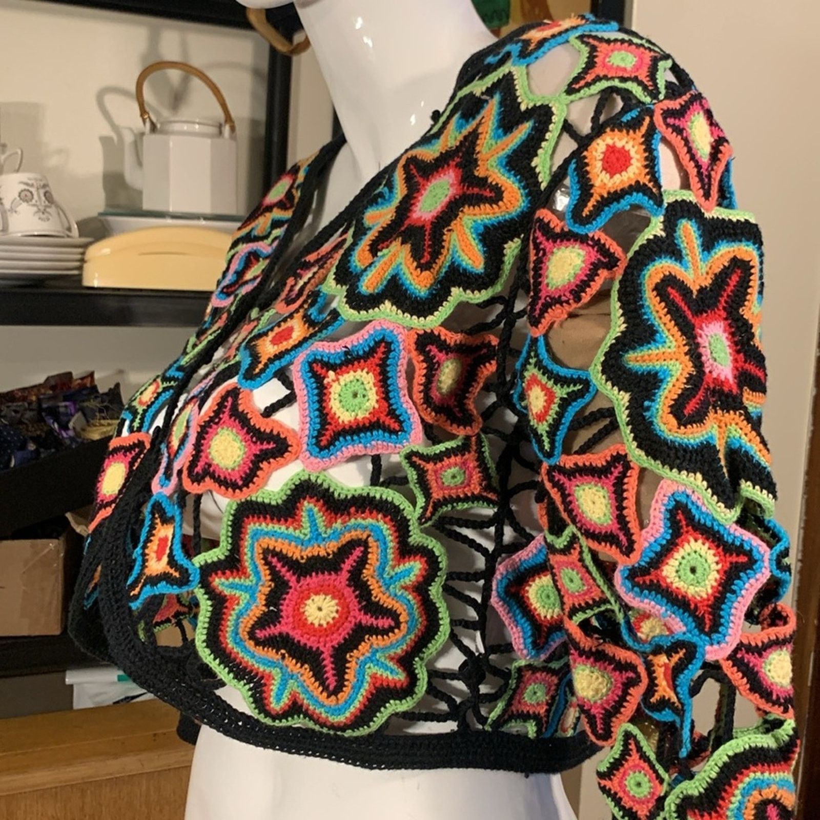 Handmade Handmade crochet granny squares multicolored bolero jacket Size M / US 6-8 / IT 42-44 - 2 Thumbnail