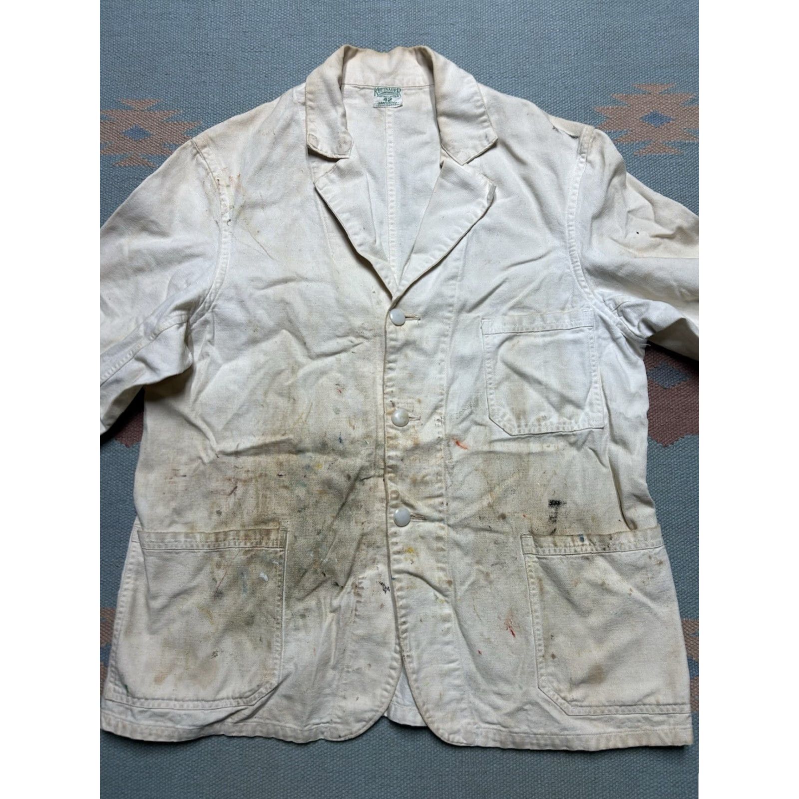 Vintage VINTAGE Chore Coat Jacket Kuttnauer Detroit White Canvas 42 M Mens Size US XS / EU 42 / 0 - 4 Thumbnail