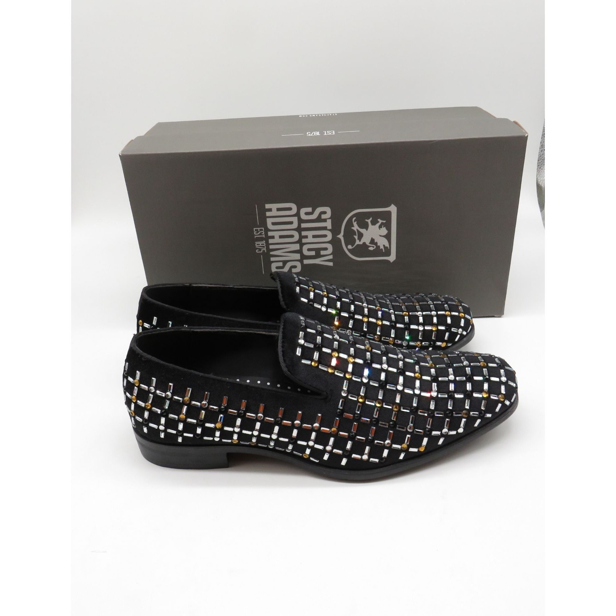 Stacy Adams Stacy Adams Black Multi Rhinestone Mens Slip-On Loafers Size Size US 7 / EU 40 - 1 Thumbnail