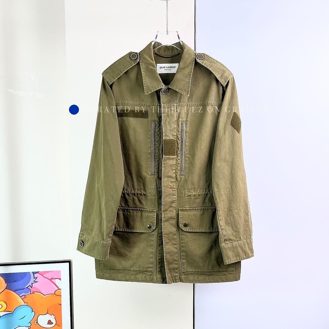 Saint Laurent Paris Green Shark Embroidery Field Jacket Size US XXS / EU 40 - 1 Thumbnail