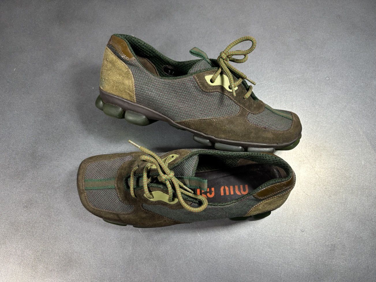 Miu Miu F/W 1999 Miu Miu Runway Sneakers Suede Square Toe Green Shoe Size US 7 / IT 37 - 24 Thumbnail