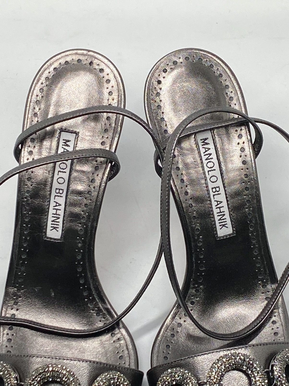 Manolo Blahnik Manolo Blahnik Crystal-Embellished Leather Sandals size 37.5 Size US 7.5 / IT 37.5 - 11 Thumbnail