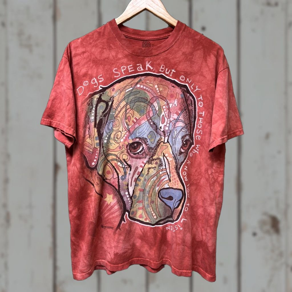 The Mountain The Mountain Shirt Tie Dye Dogs Speak But Only To Those Who Listen L Retriever Orange Cotton Graphic Crew Neck Long Sleeve Unisex Adults T-Shirt Size US L / EU 52-54 / 3 - 1 Thumbnail