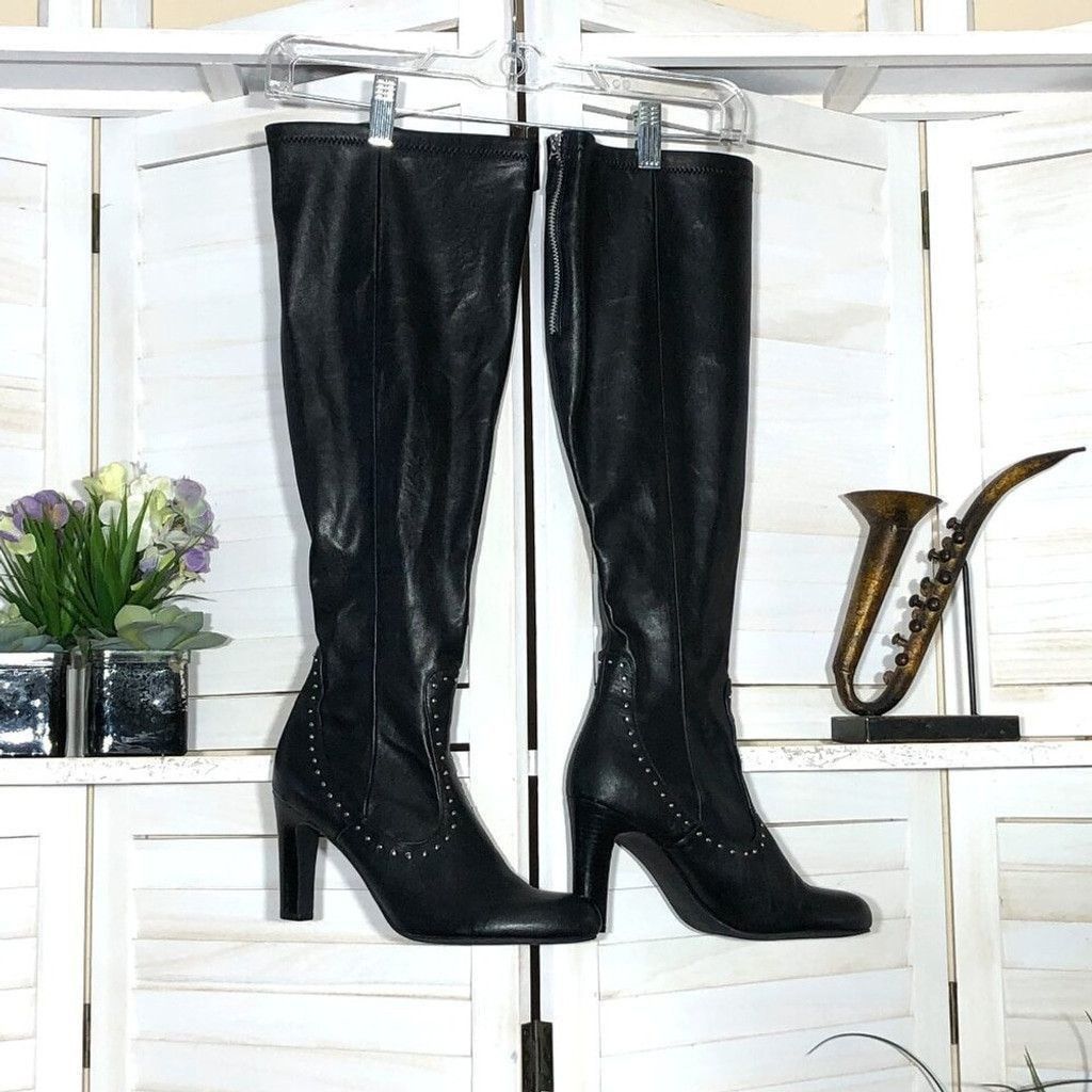 Franco Sarto Franco Sarto over the knee boots black leather studded 9.5 Size US 9 / IT 39 - 1 Thumbnail