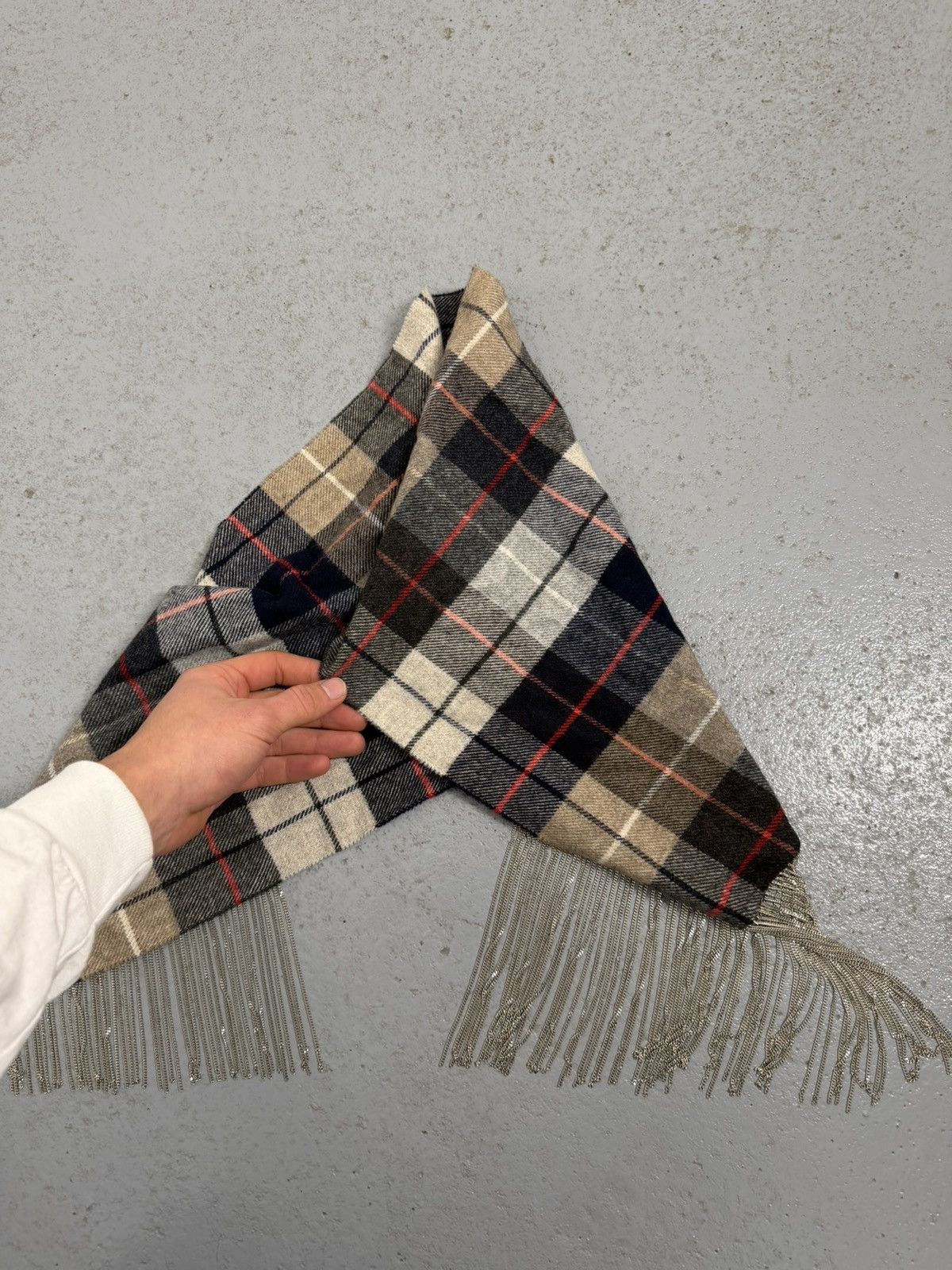 Maison Margiela Maison Margiela Metal Chain Fringe Checkered Scarf Size ONE SIZE - 14 Thumbnail