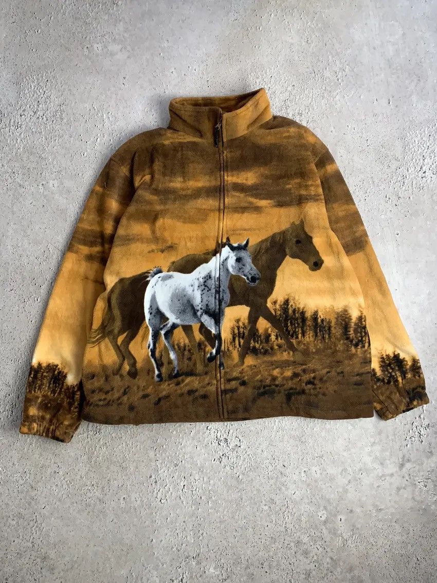 Japanese Brand Vintage Black Fullprint Wolf Zip Animals Fleece Jacket Size US XXL / EU 58 / 5 - 4 Thumbnail