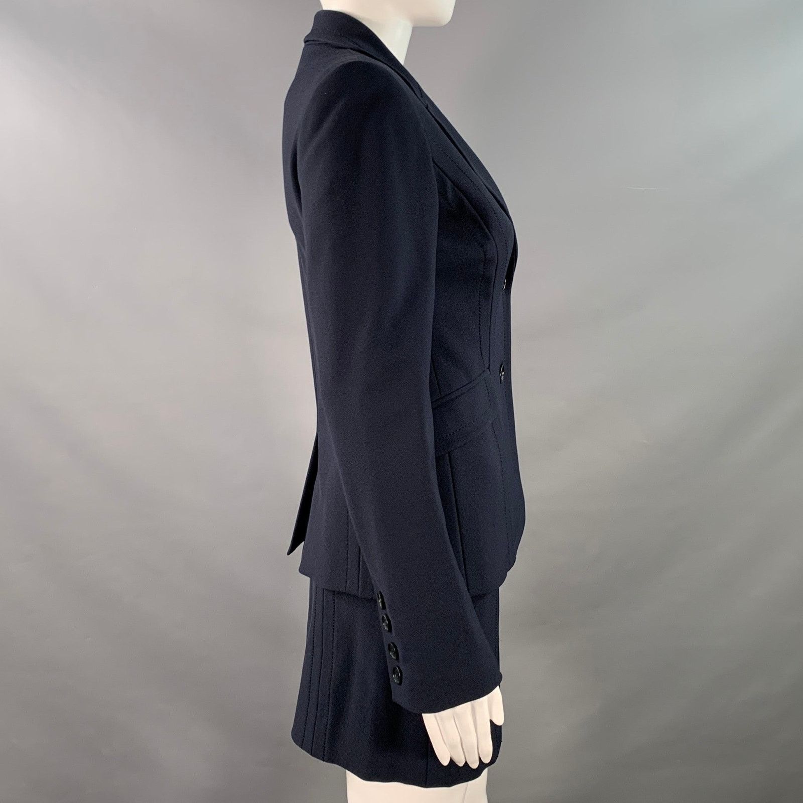 Other Navy Polyamide Blend Single Breasted Blazer Mini Skirt Set Size 27" / US 4 / IT 40 - 2 Thumbnail