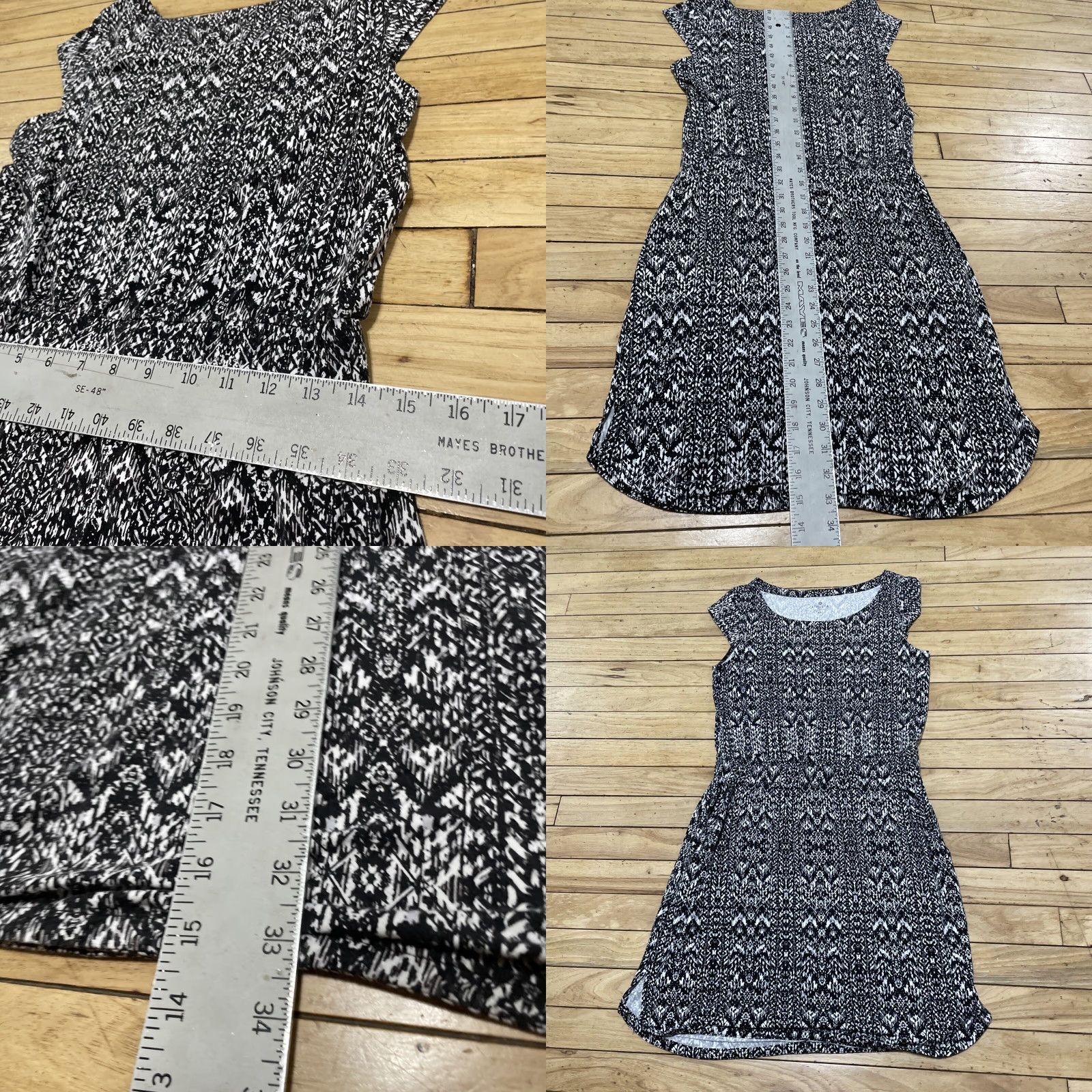 Athleta Athleta Dress XS Black White Ikat Geometric Pockets Short Sleeve Knee Length Modal Spandex Pullover Casual Travel Women Size XS / US 0-2 / IT 36-38 - 8 Thumbnail