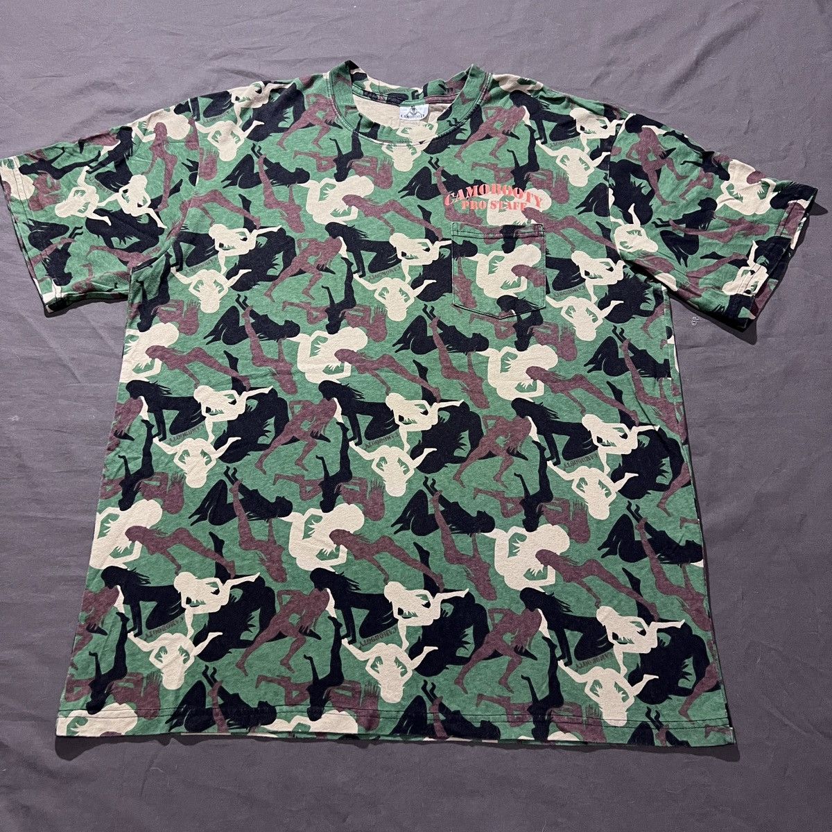 Japanese Brand Vintage CAMOBOOTY Sexy Camo Printed Tee XL porn Strip Nude Size US XL / EU 56 / 4 - 4 Thumbnail