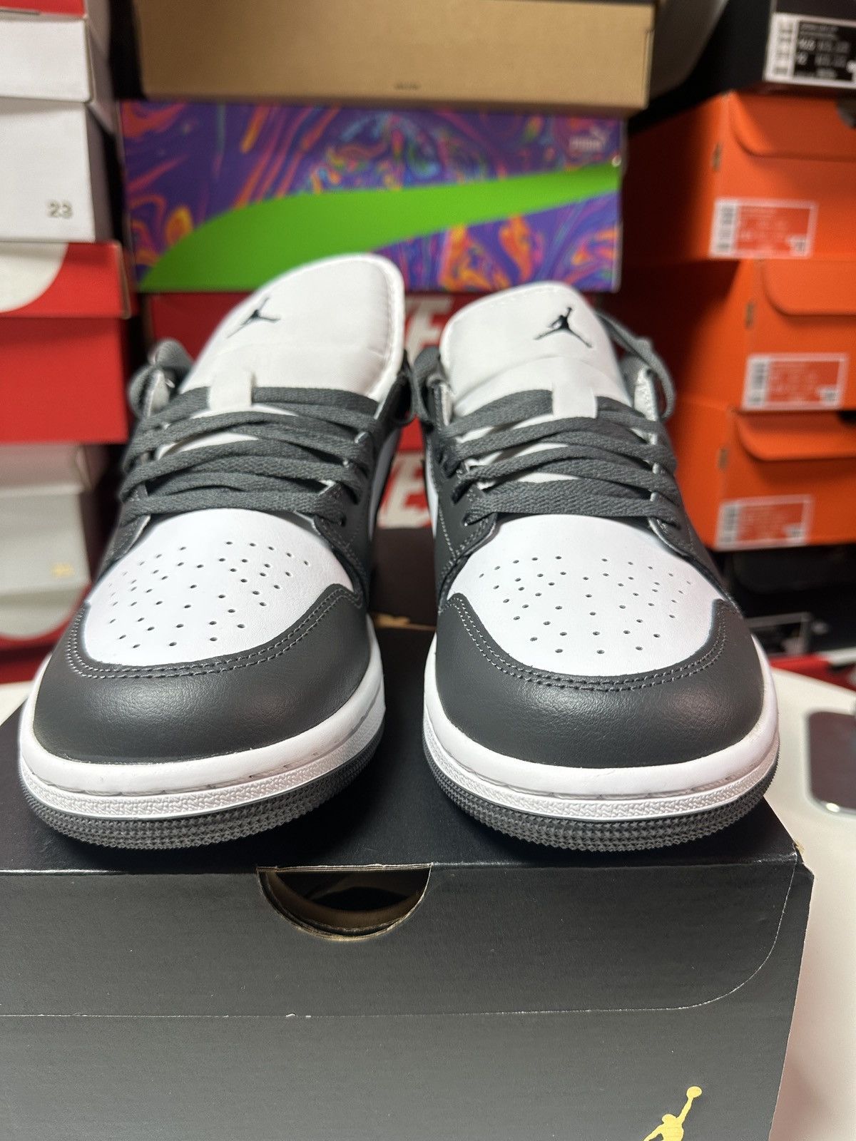 Jordan Brand × Nike *New* Size 10 Men Air Jordan 1 Low White Black Iron Gray Size US 10 / EU 43 - 21 Thumbnail