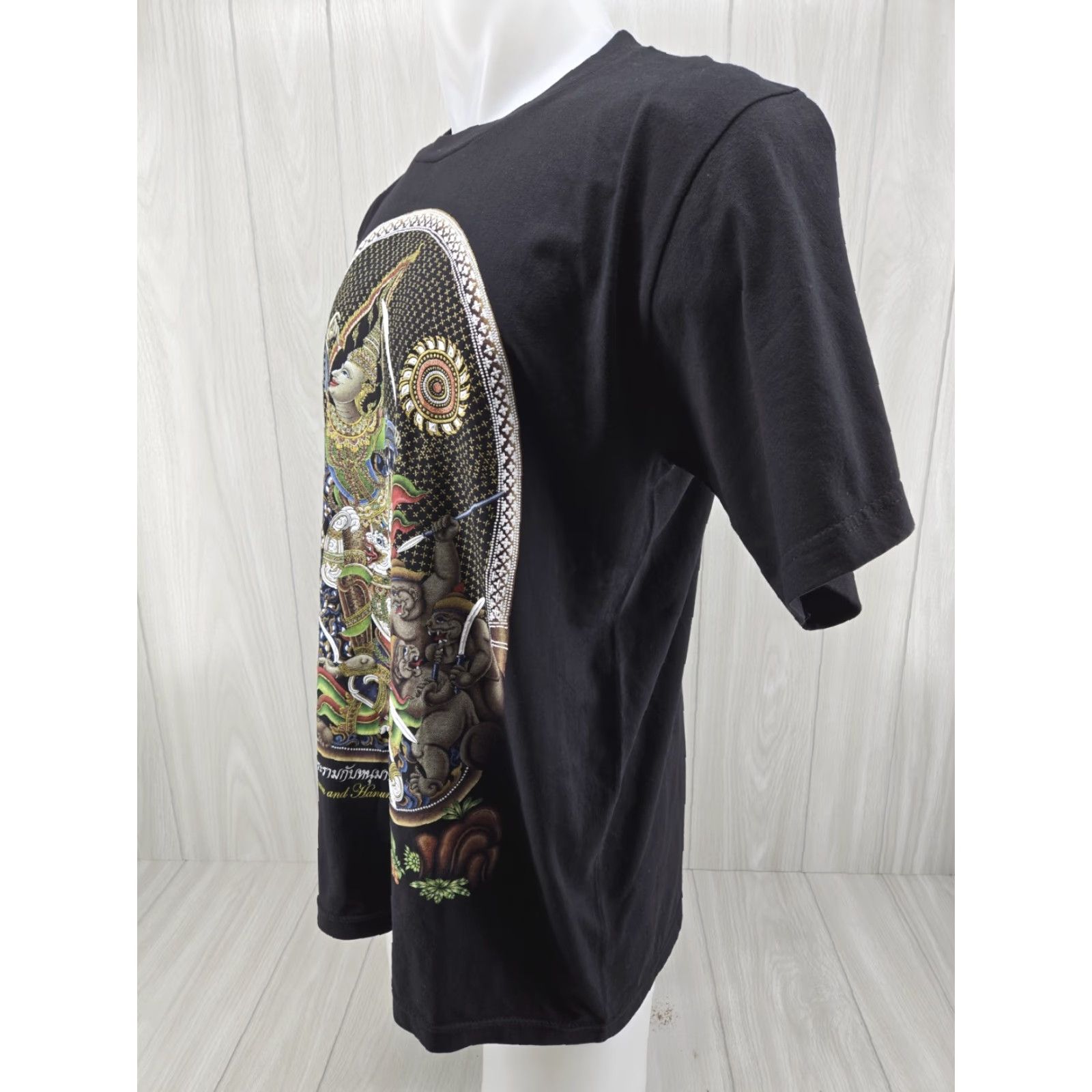 Vintage My Dreams Thailand Praram & Hanumarn Black T-Shirt Mens Large Crew Neck Short Sleeve Cotton Size US L / EU 52-54 / 3 - 5 Thumbnail