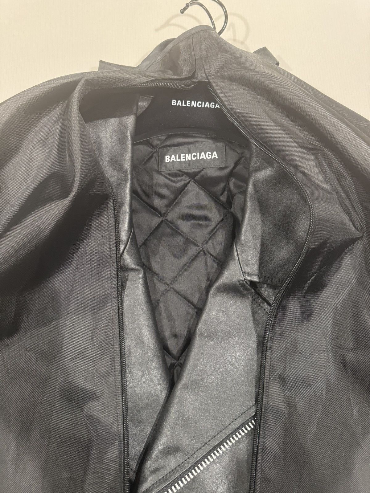 Balenciaga BALENCIAGA FW19 BLACK CAMPAIGN LOGO BIKER LEATHERJACKET Size US L / EU 52-54 / 3 - 7 Thumbnail