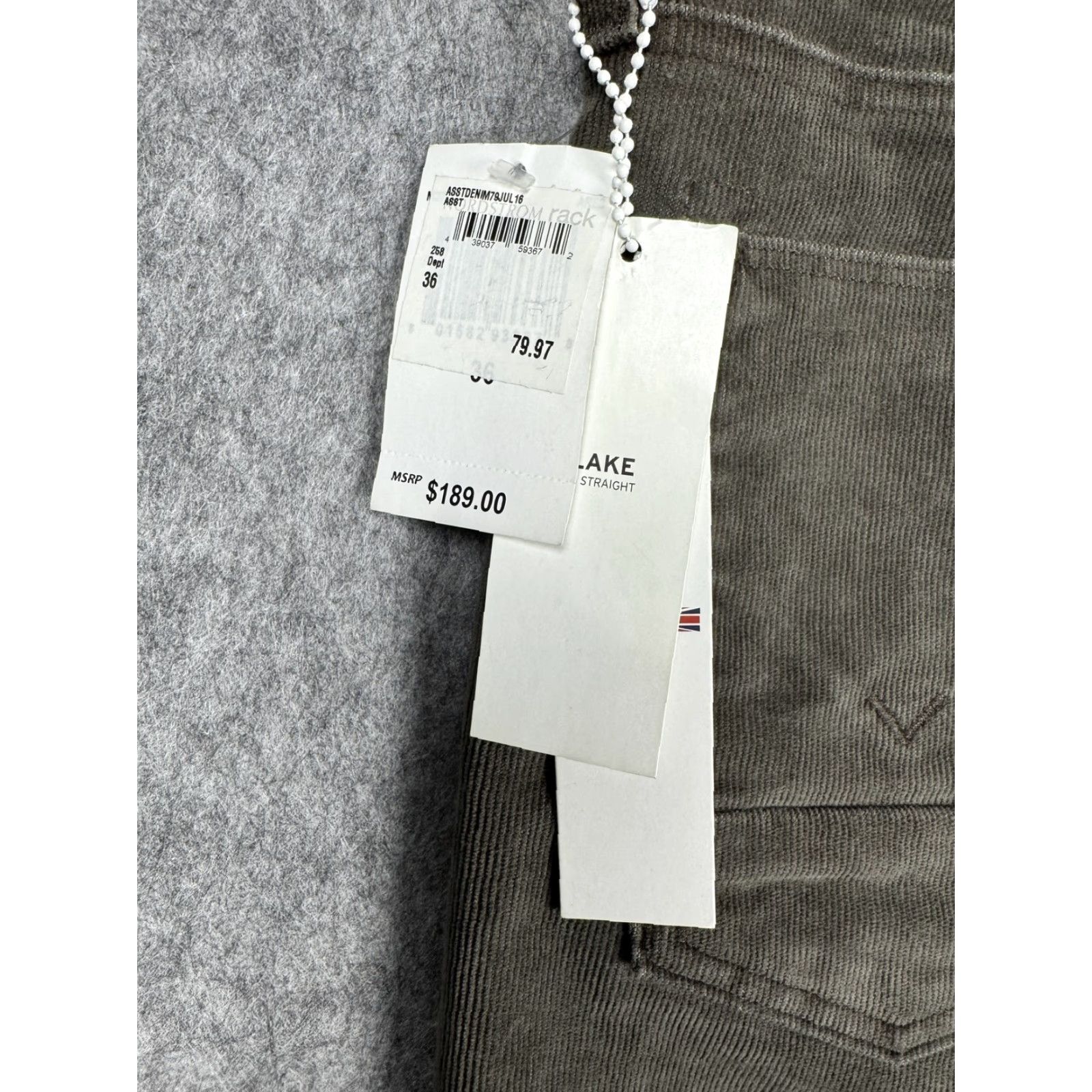 Hudson HUDSON Blake Jeans Mens 36 Olive Green Slim Straight Corduroy Pants Button Fly Jeans Size US 36 / EU 52 - 4 Thumbnail