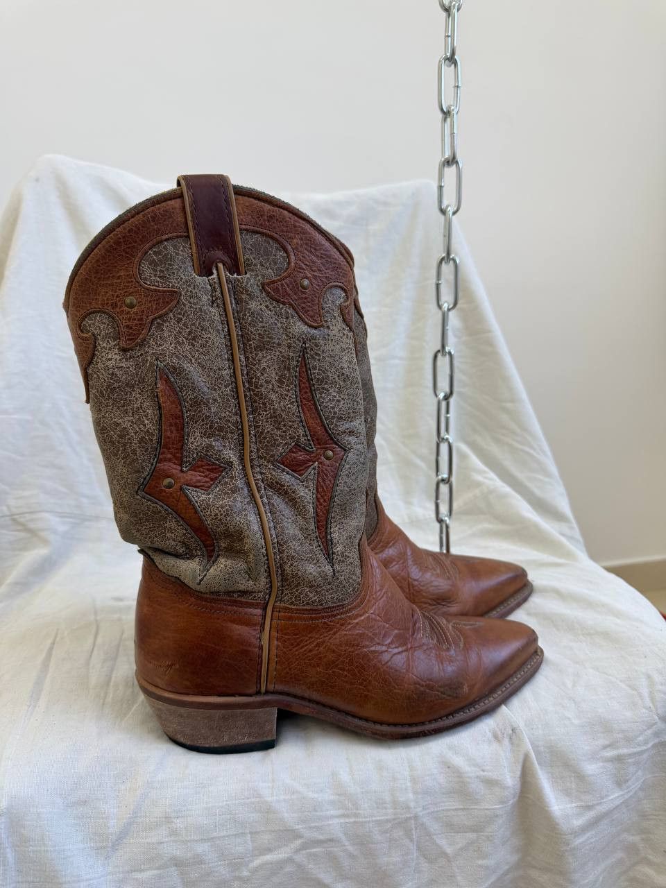 14th Addiction Western Style python snake Leather Cowboy Boots Studded 41 Size US 7 / EU 40 - 5 Thumbnail