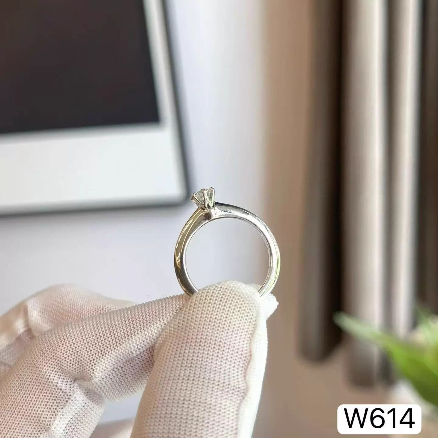 Tiffany & Co. Tiffany 6-Claw 0.21ct Pt950 Diamond Ring 49 W614 Disc Size ONE SIZE - 2 Thumbnail
