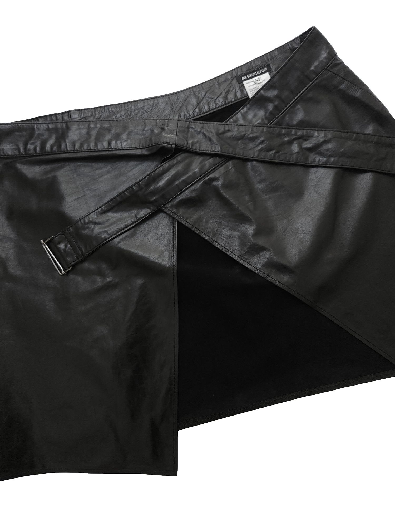 Ann Demeulemeester Ann Demeulemeester Black Leather Wrap Mini Skirt Size 30" / US 8 / IT 44 - 3 Thumbnail