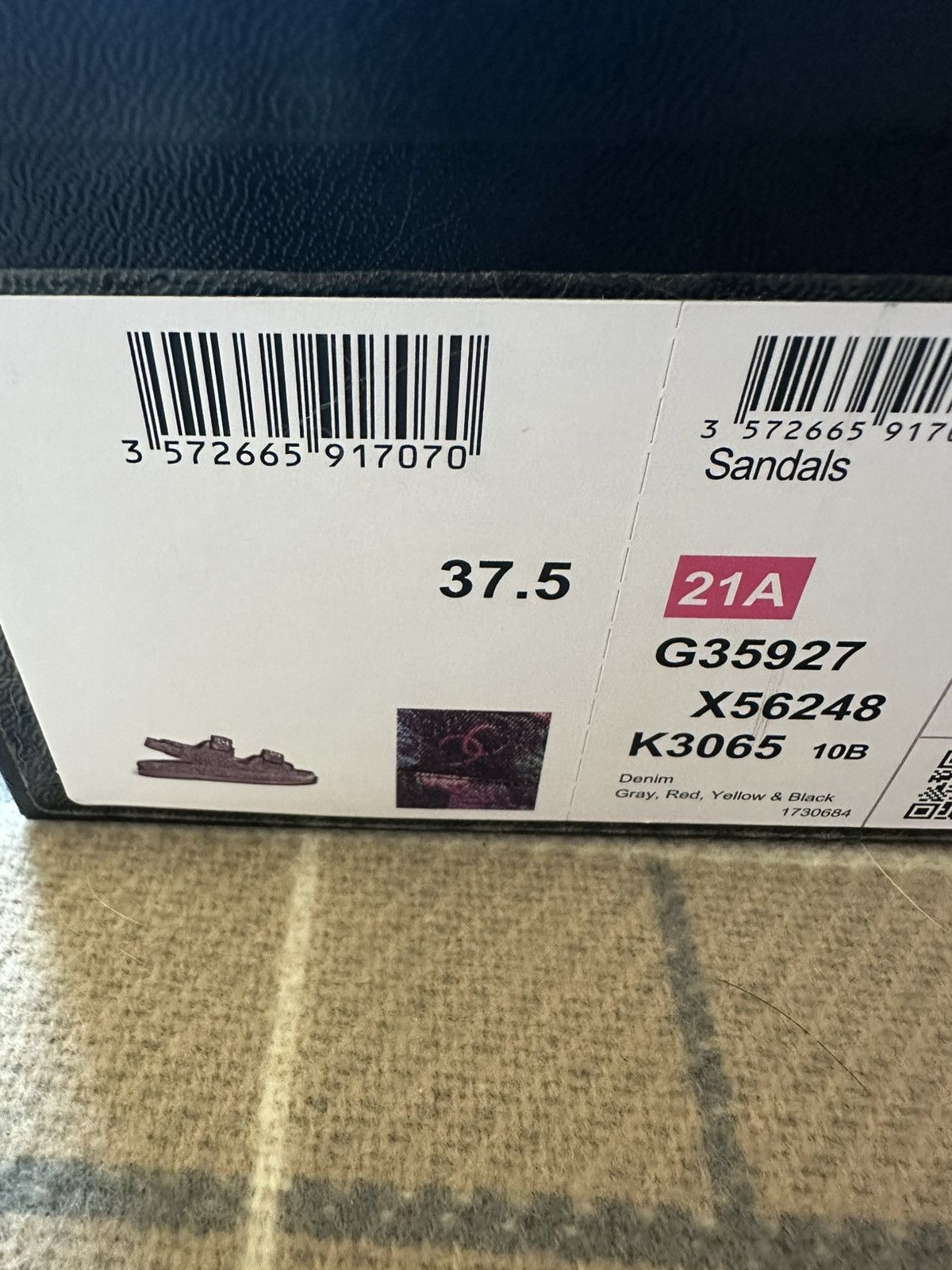 Chanel Chanel 21A black denim printed Dad sandals size 37.5 Size US 7.5 / IT 37.5 - 10 Thumbnail