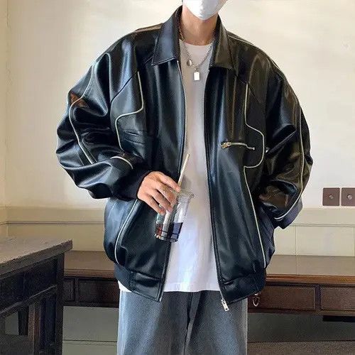 VIBE Black Color Casual PU Leather Jacket Size US M / EU 48-50 / 2 - 3 Thumbnail