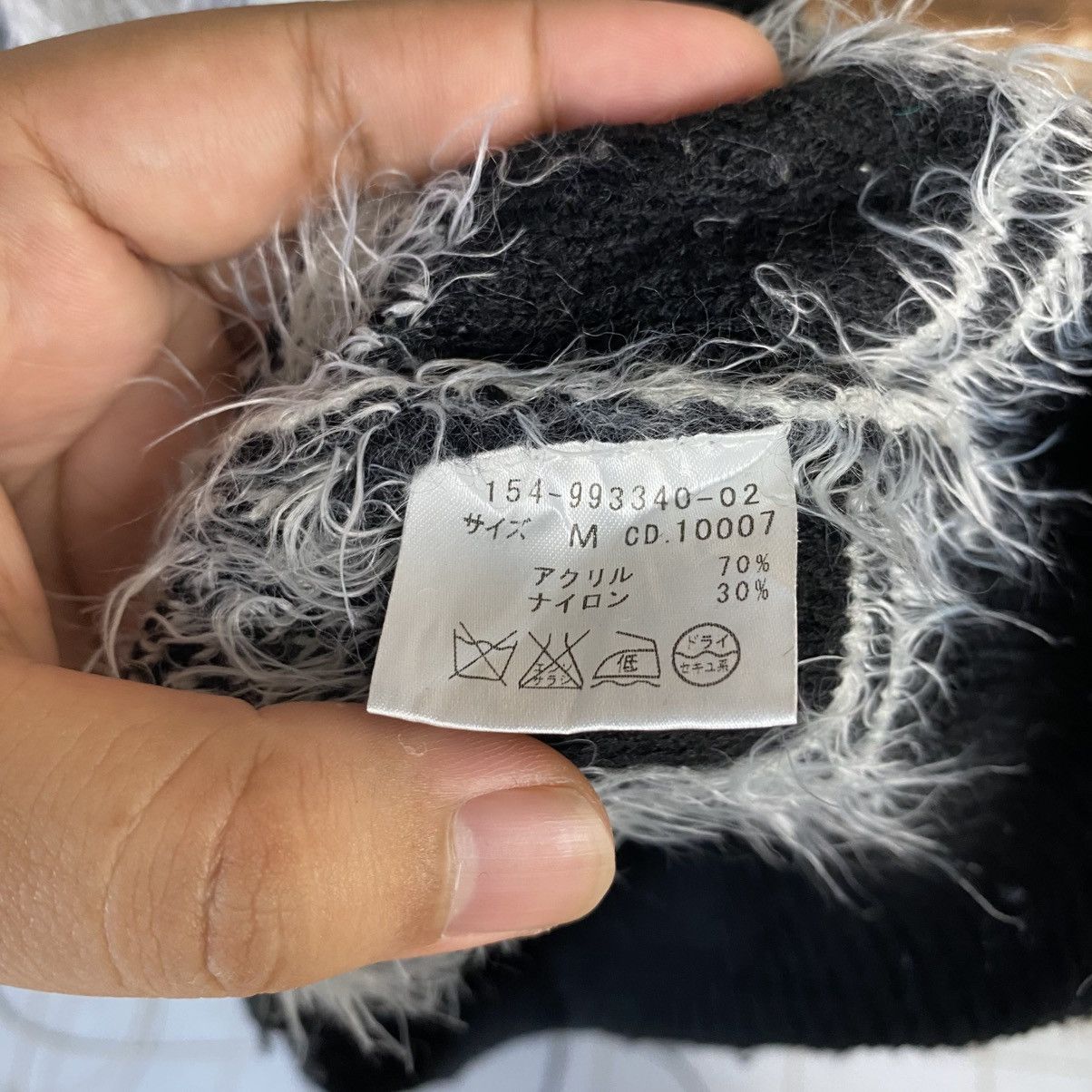 Japanese Brand DL Ingni Black Mohair shaggy fur Knitwear #C1088 Size M / US 6-8 / IT 42-44 - 11 Thumbnail