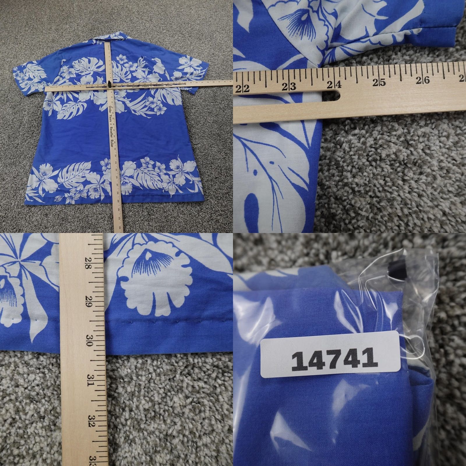 ALOHAS VINTAGE Kaikanahine Shirt Mens L Blue White Floral Hawaiian Aloha Button Up USA Size US L / EU 52-54 / 3 - 8 Thumbnail