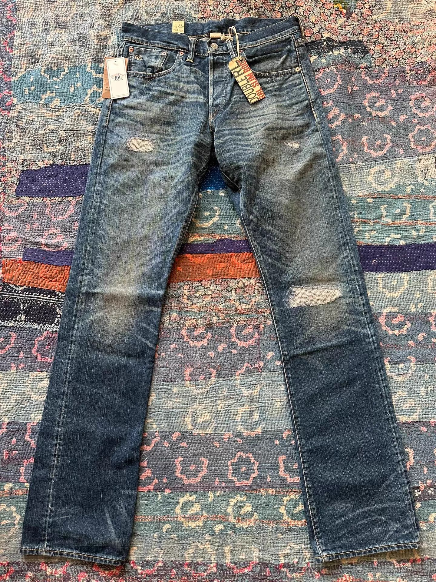 RRL Ralph Lauren rrl slim boot cut distressed jeans 31x34 Size US 31 - 1 Thumbnail