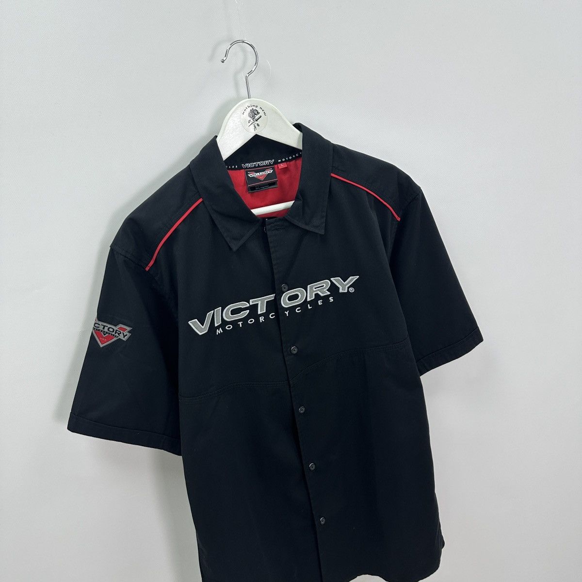 Vintage Vintage 00s Victory Motorcycle USA shirt button y2k hype og Size US L / EU 52-54 / 3 - 4 Thumbnail