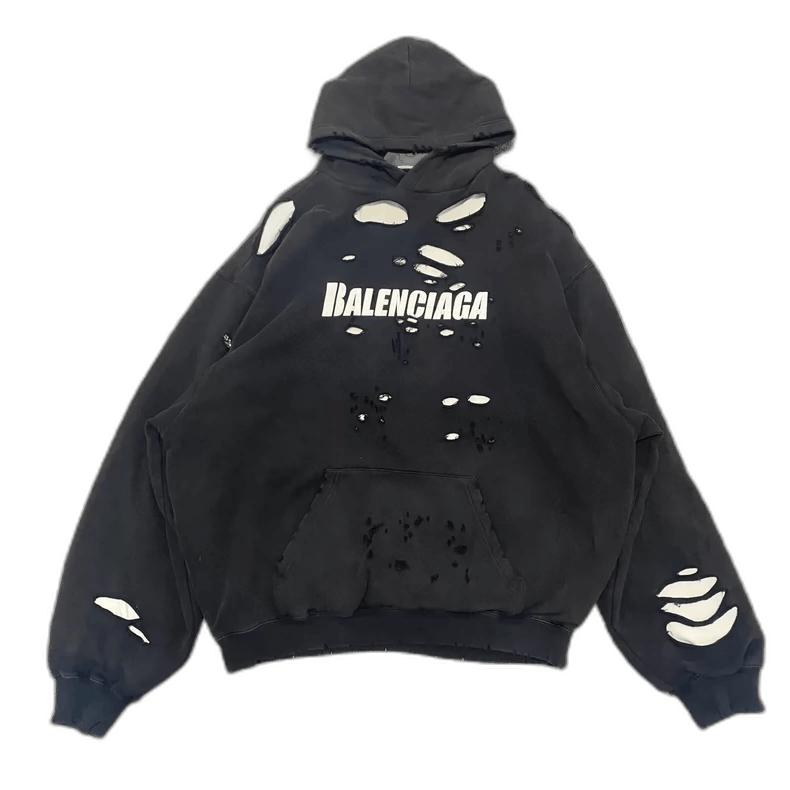 Balenciaga Balenciaga Balenciaga Distressed Logo Hoodie -2507 Size US M / EU 48-50 / 2 - 1 Thumbnail