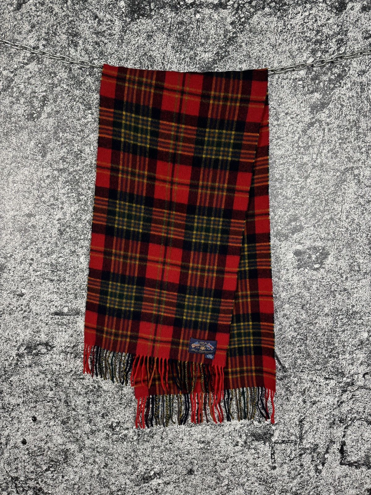 Gant GANT USA Red Tartan 100% Wool Scarf Fringe Print Vintage Size ONE SIZE - 1 Thumbnail