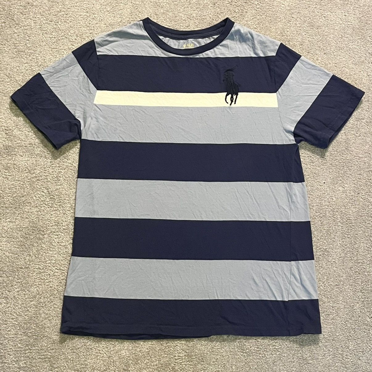 Polo Ralph Lauren Vintage Polo Ralph Lauren Big Pony Horse Logo Stripe T Shirt Size US M / EU 48-50 / 2 - 1 Thumbnail