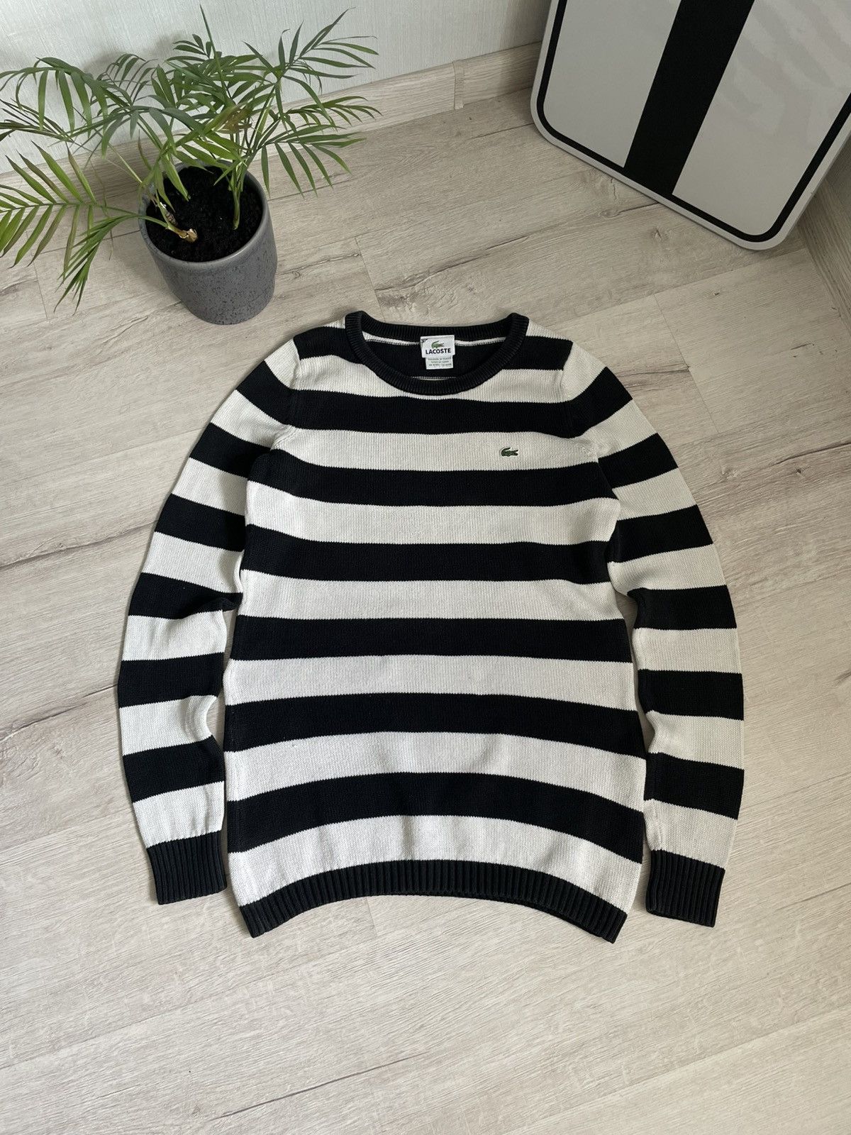 Lacoste Vintage Y2k Lacoste Striped Black/White Knitwear longsleeve Size S / US 4 / IT 40 - 1 Thumbnail