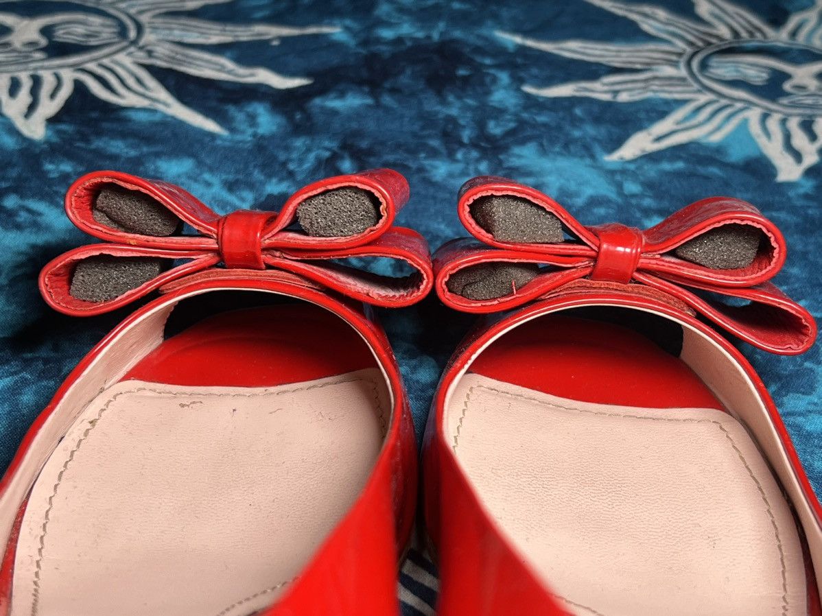 Miu Miu Miu Miu Red Patent Leather Block Heel Pumps Y2K Size US 4 / IT 34 - 10 Thumbnail