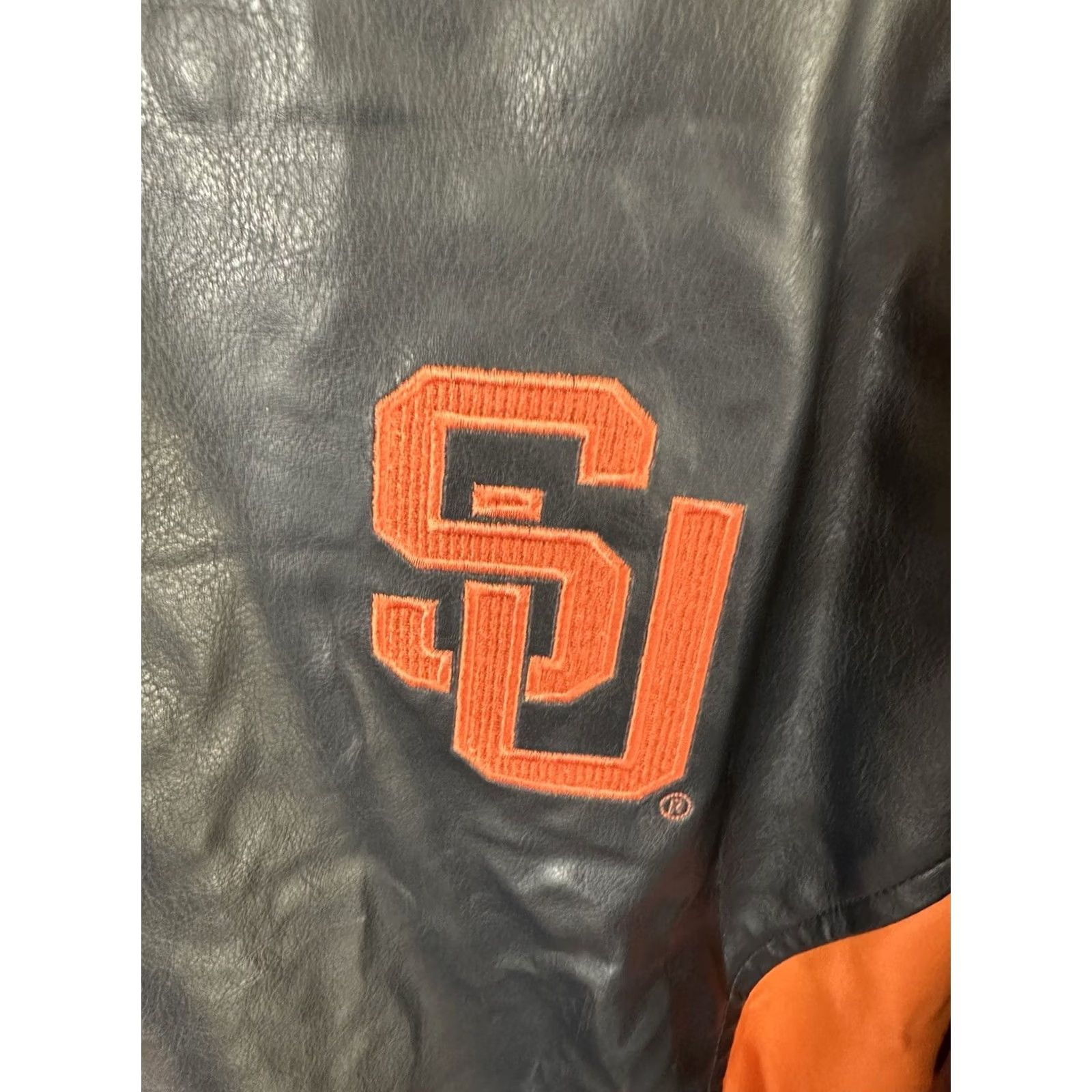 Vintage VINTAGE Steve & Barry’s Syracuse University Orangemen Leather Jacket XL Blue Bomber Jacket Men Size US XL / EU 56 / 4 - 5 Thumbnail