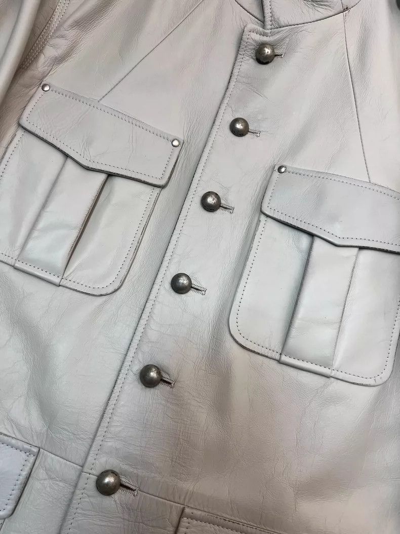 Saint Laurent Paris Saint Laurent White Leather Jacket with Pockets-2507 Size US L / EU 52-54 / 3 - 5 Thumbnail