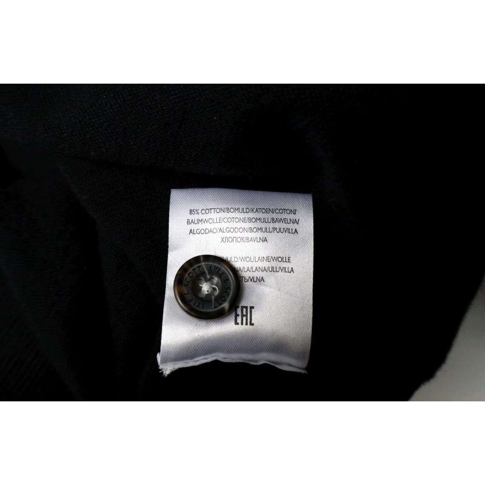 Lyle & Scott LYLE & SCOTT Jumper Cardigan V-Neck Wool Blend Black Large Mens Size US L / EU 52-54 / 3 - 7 Thumbnail