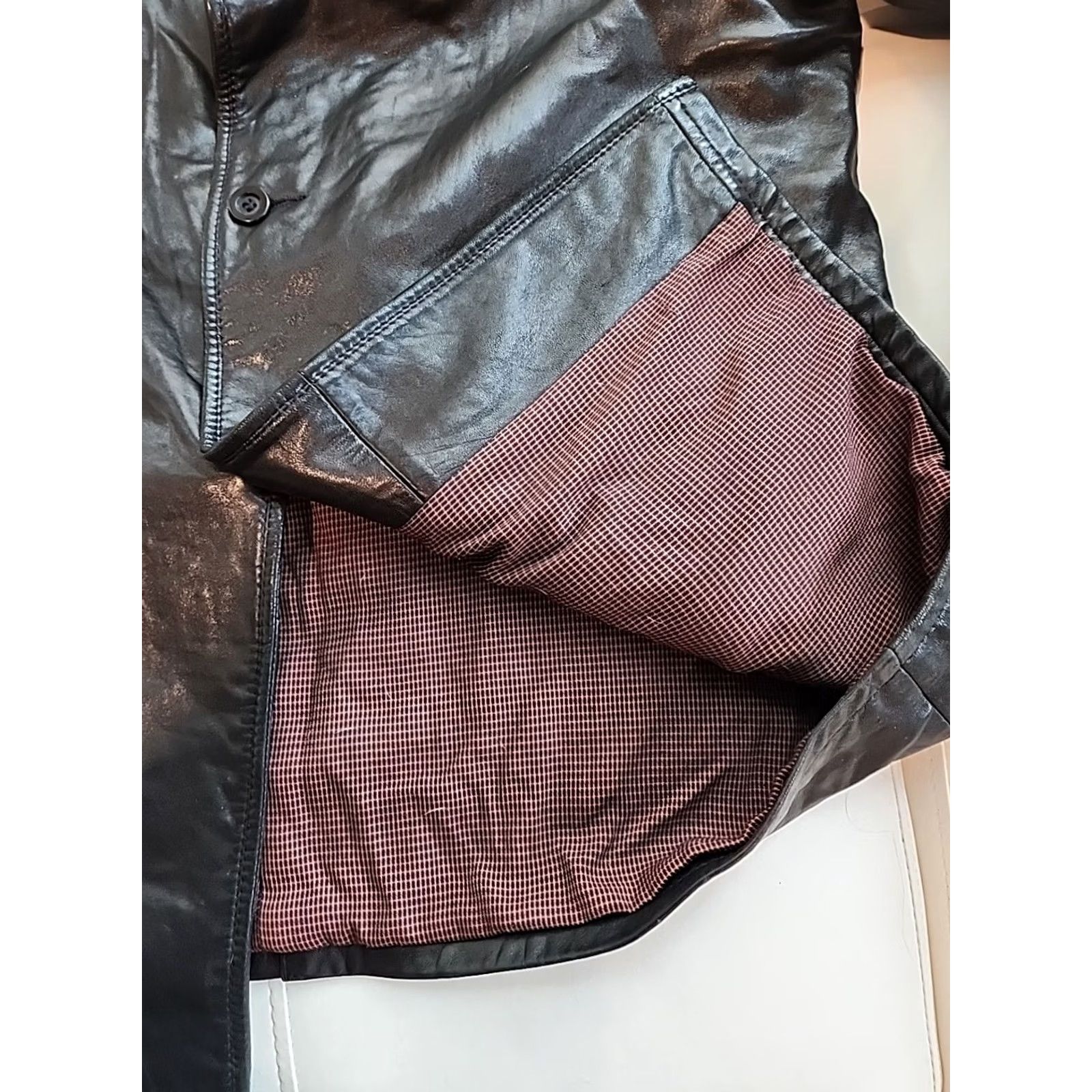Vintage VINTAGE Remy Leather Jacket Mens Black Button Front Made in USA Coat Size US S / EU 44-46 / 1 - 4 Thumbnail