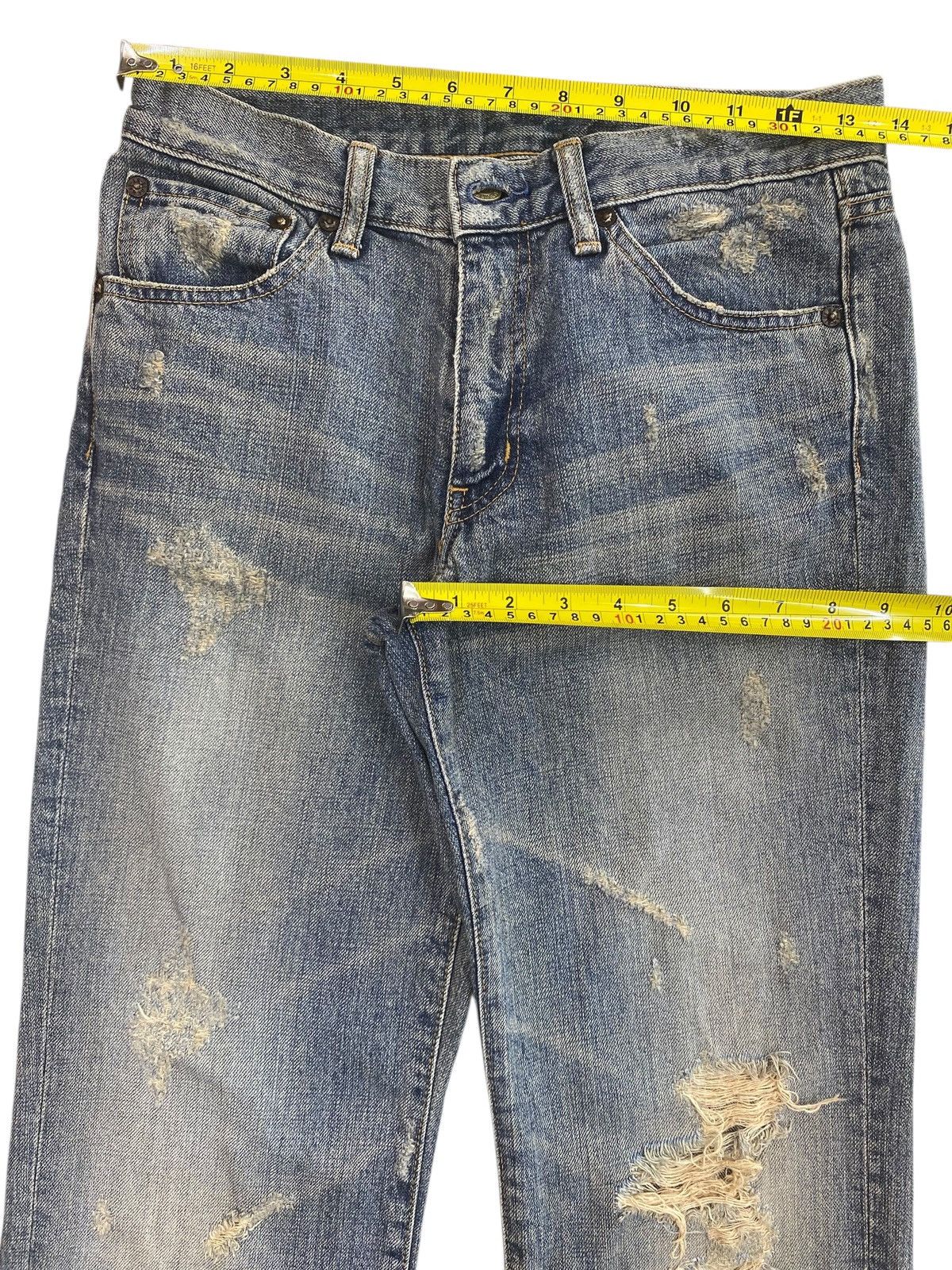 Japanese Brand Blue Way Brand Whiskers Faded Wash Style Distressed Jeans Size US 27 - 5 Thumbnail