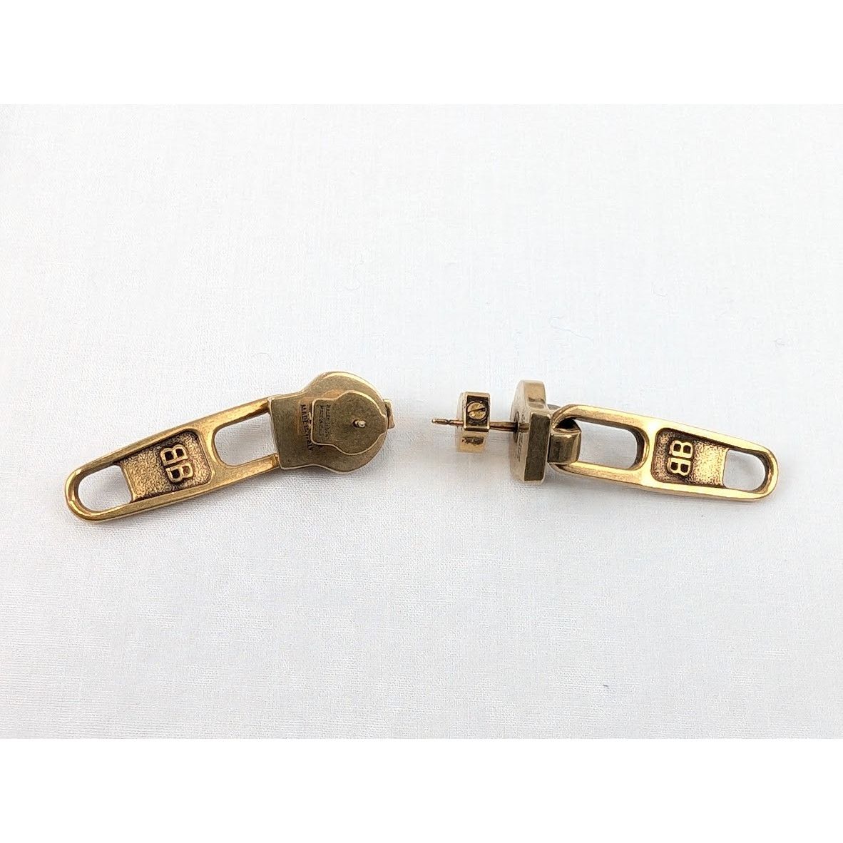 Balenciaga o1rshd1 Size: OS / Women's Zip Earrings Brass/Antique Gold Size ONE SIZE - 14 Thumbnail