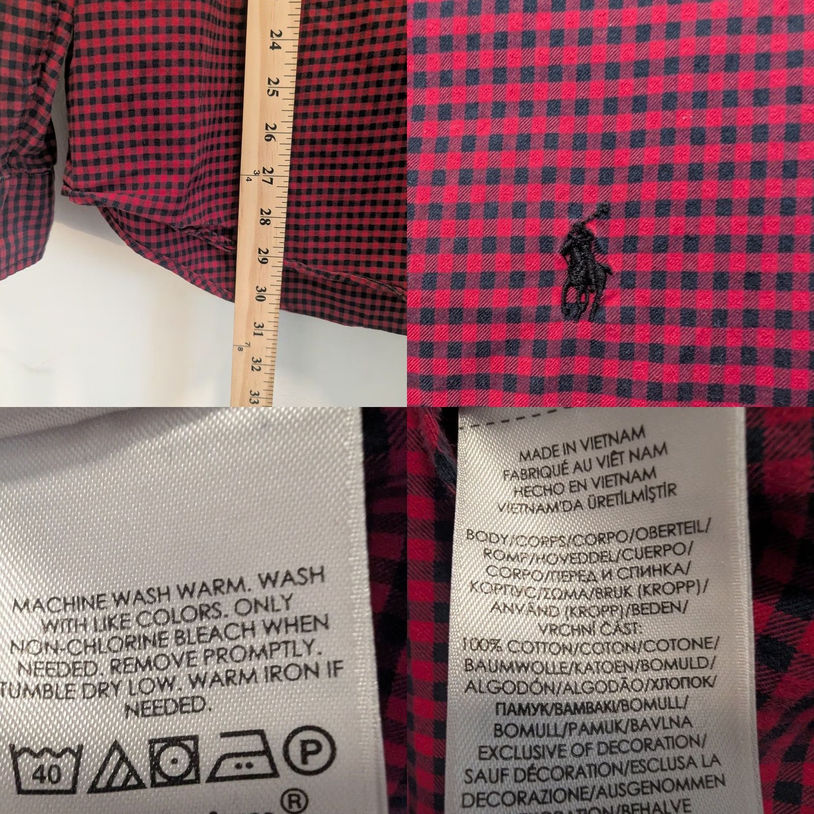 Ralph Lauren Ralph Lauren Mens Long Sleeve Gingham Shirt Red Black L Size Regular Button-Down Size US L / EU 52-54 / 3 - 8 Thumbnail