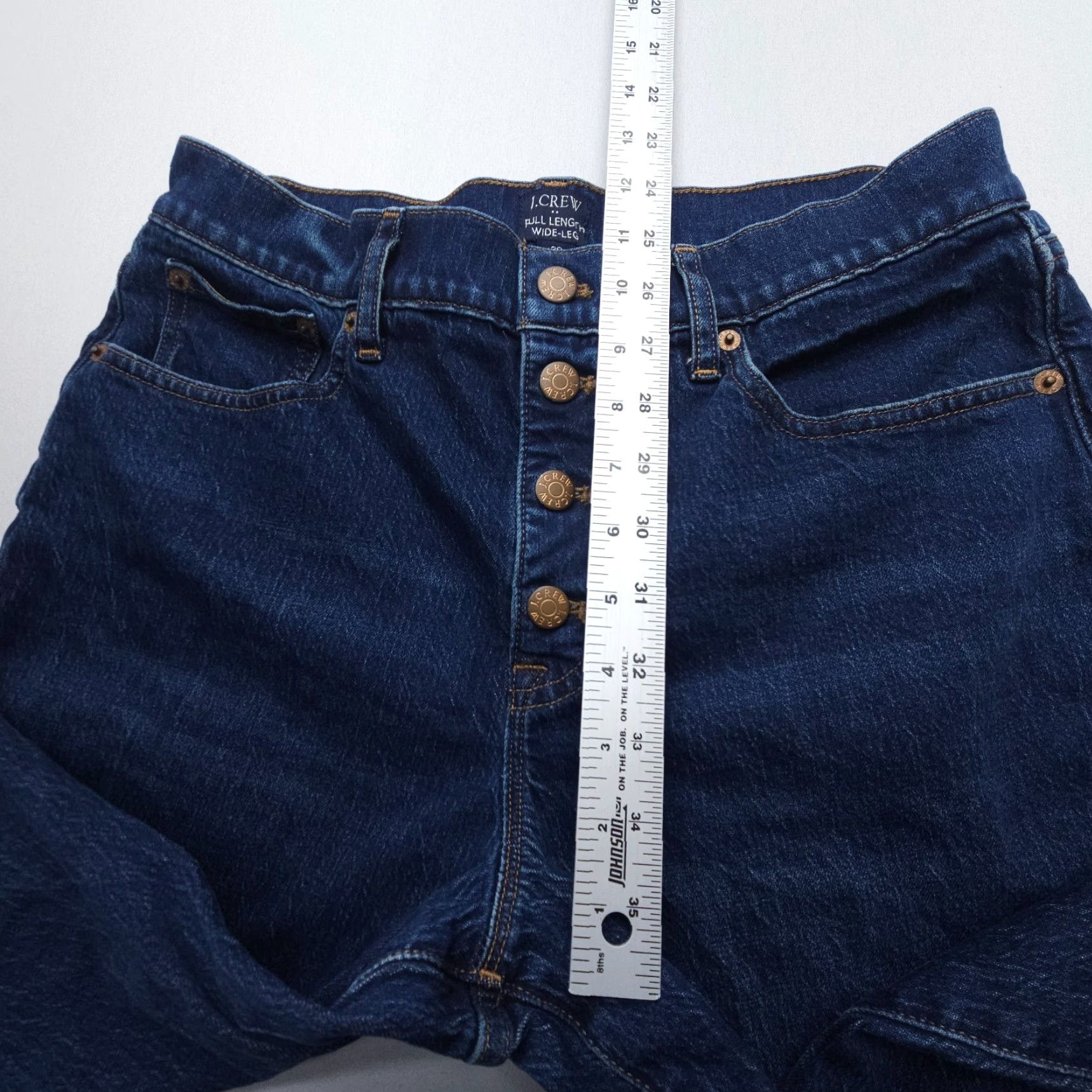J.Crew J. Crew Jeans Womens 29 Wide-Leg Full Length Button Fly Dark Wash Denim Jeans Size 29" - 5 Thumbnail